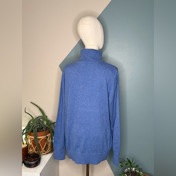 L.L.Bean Cotton Cashmere Turtleneck Sweater Blue Plus Size IX 1X - Picture 4 of 13